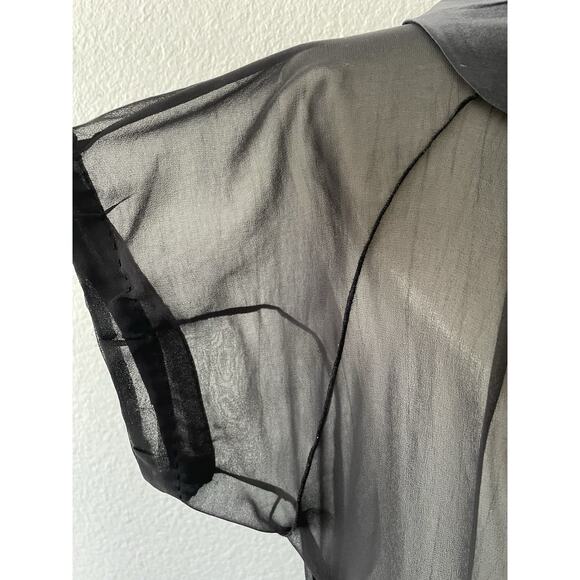 Cristina Gavioli Top  Blouse Tiered Ruffled Tie Front Black - Picture 8 of 16